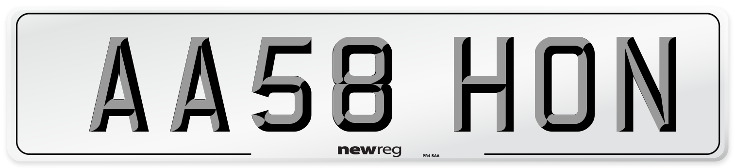 AA58 HON Number Plate from New Reg